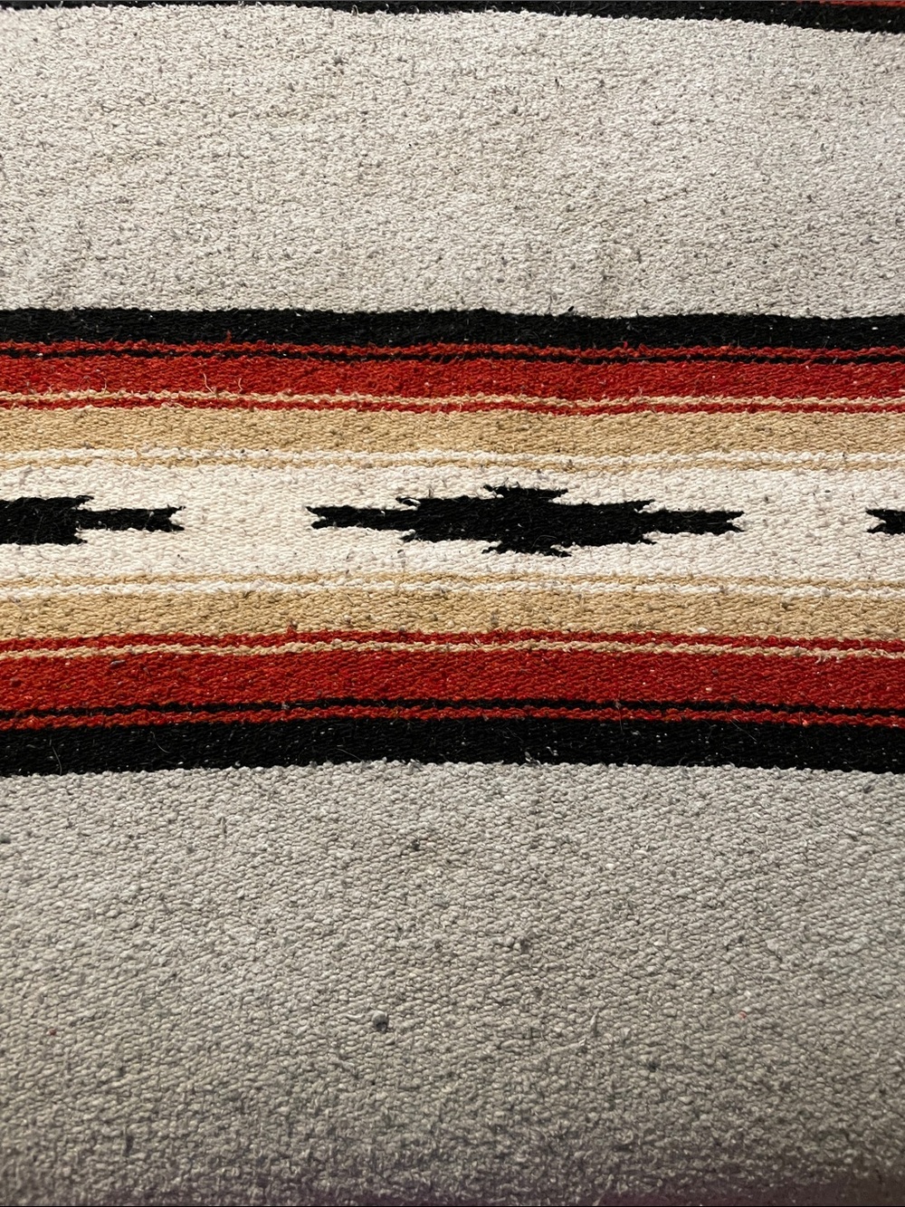 Handwoven Cream and Red Southwestern Decorative blanket - Picture 2 of 7